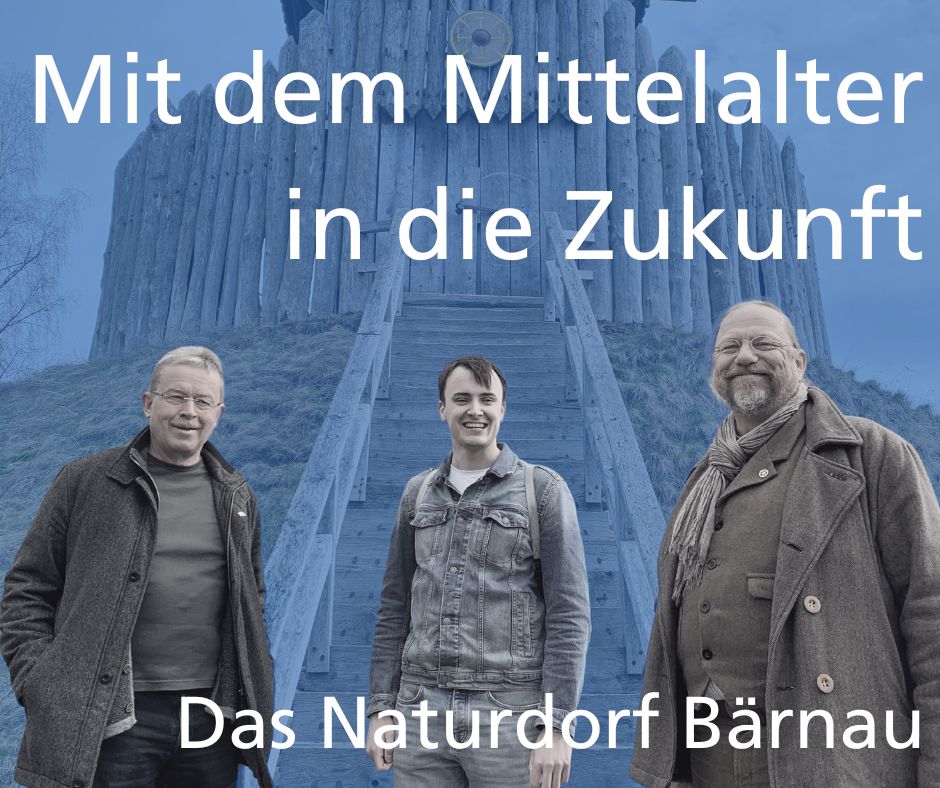 vlnr Projektleiter Alfred Wolf, Architekturstudent Julian Schönberger und Experimentalarchäologe Stefan Wolters