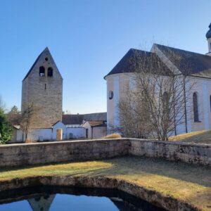 Außenansicht auf mittelalterliche Klosteranlage Wessobrunn
